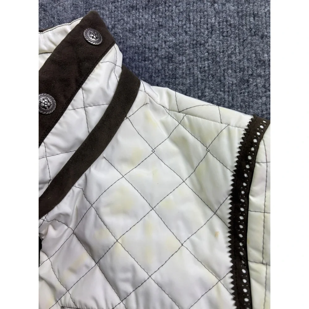 Miller‎ Quilted Longline Jacket Womens Size S White Brown Equestrian Full Zip
